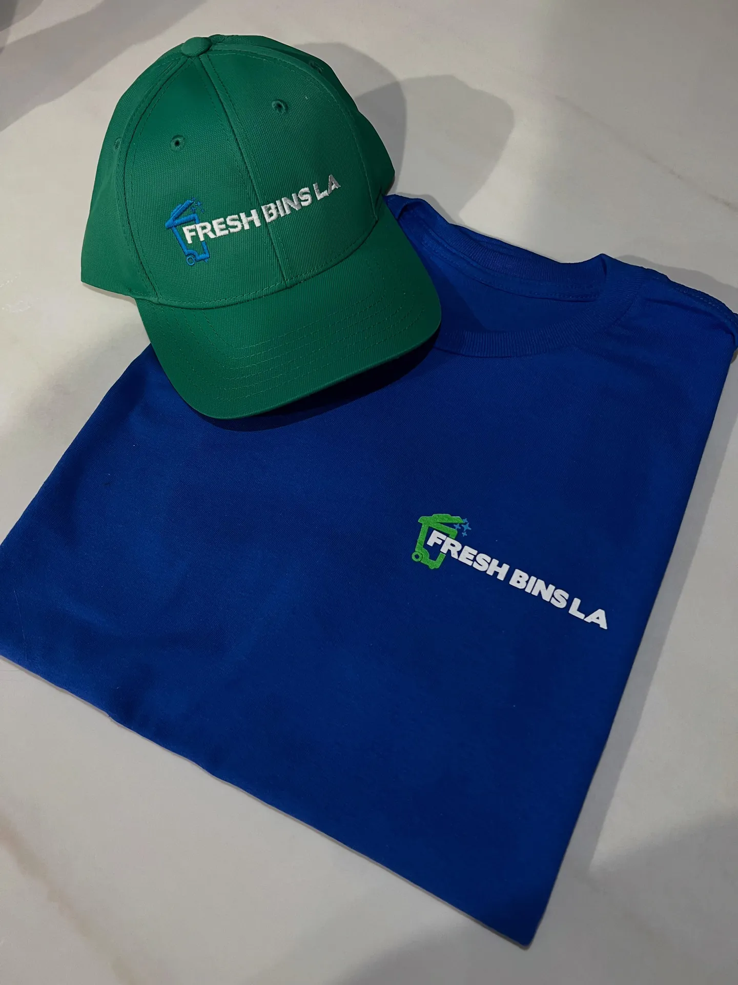 Fresh Bins LA crew hat and shirt